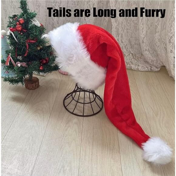 OLLULL Deluxe Adults Santa Hat for Colorful Christmas Red Long Tail Warm s4 - Picture 4 of 8